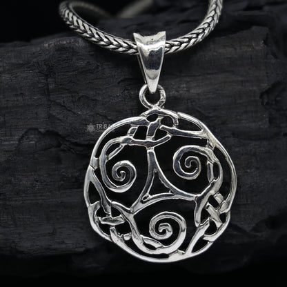 Sterling silver Triskelion Celtic pendant by Tribal Ornaments, featuring intricate tribal design and high-quality craftsmanship.