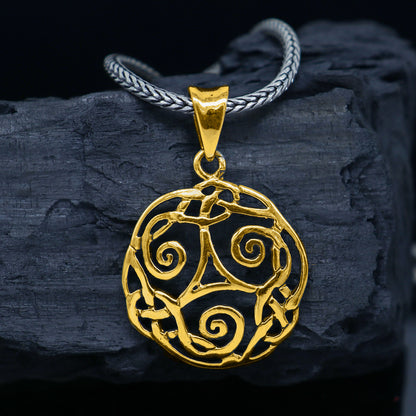 Sterling silver Triskelion Celtic pendant by Tribal Ornaments, featuring intricate design for stylish jewelry and silver necklace.