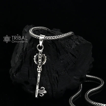 925 sterling silver good luck key pendant on wheat chain necklace, tribal ornaments design, unique jewelry gift option