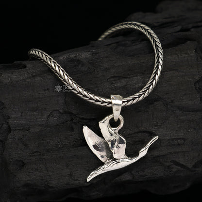925 sterling silver hummingbird pendant on wheat chain necklace, tribal ornament jewelry, unique hummingbird design for gifting