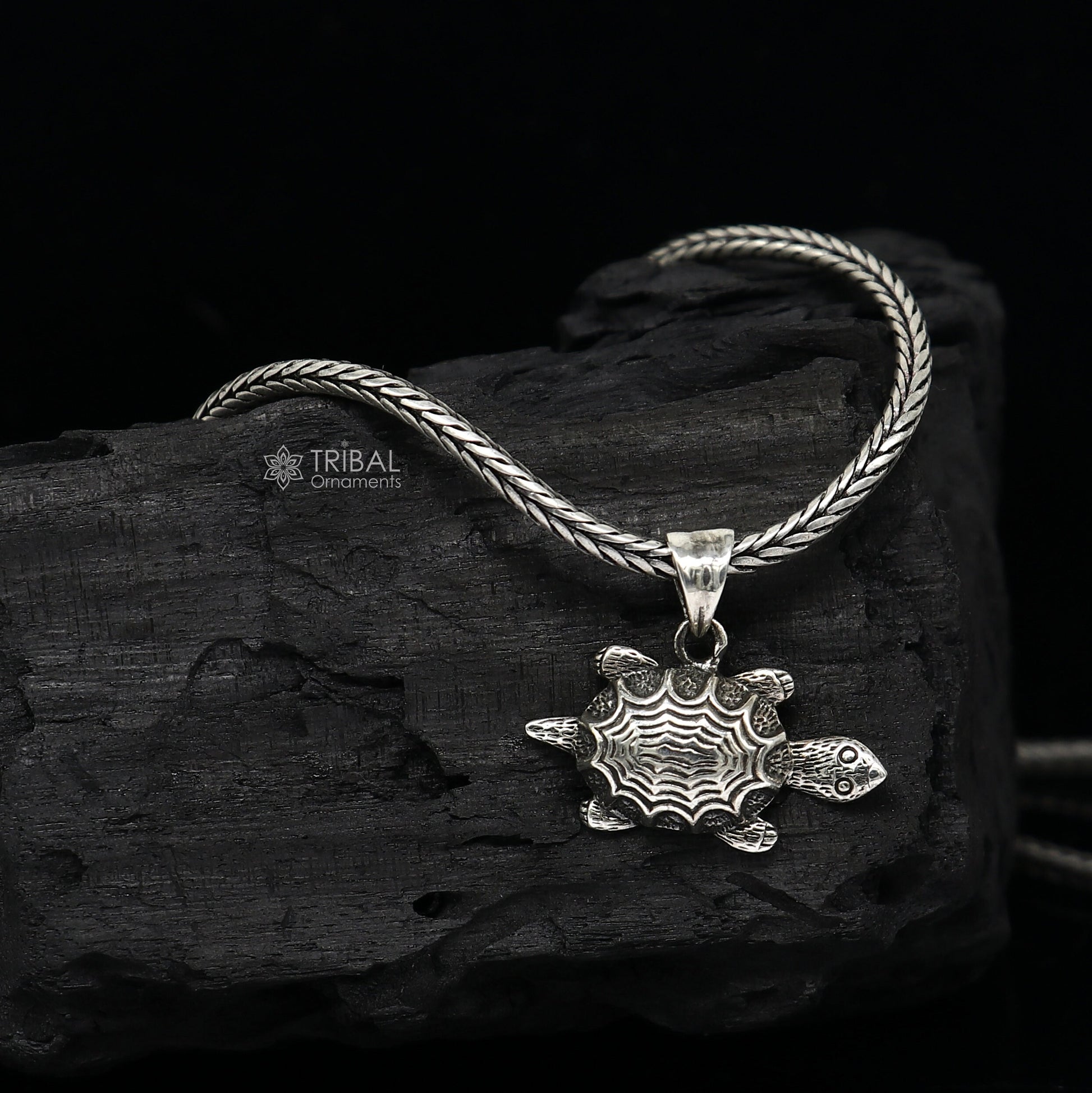 925 sterling silver tortoise pendant on wheat chain necklace, tribal ornaments, unique design, ideal for gifting jewelry.