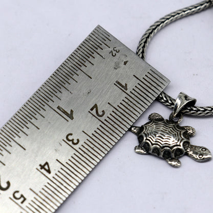 925 sterling silver tortoise pendant on wheat chain necklace, tribal ornament jewelry, unique design, ideal for gifting