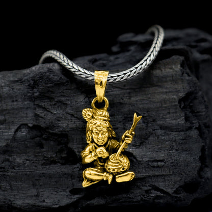 925 sterling silver Lord Krishna Makhan Gopala pendant necklace, featuring a delicate tribal ornament design for daily wear.
