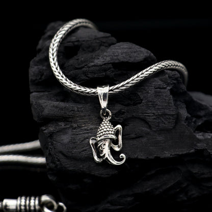 Sterling silver Lord Ganesha pendant by TRIBAL ORNAMENTS, stylish unisex personalized jewelry, handmade tribal-inspired design.