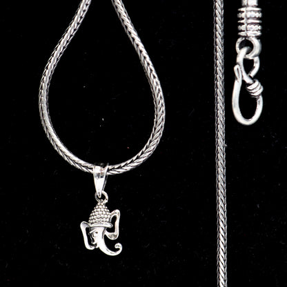 925 sterling silver Lord Ganesha pendant, stylish unisex jewelry by TRIBAL ORNAMENTS, handmade and personalized.