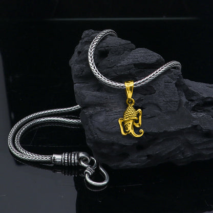 Sterling silver Lord Ganesha pendant by TRIBAL ORNAMENTS, stylish unisex handmade jewelry, personalized 925 silver necklace.