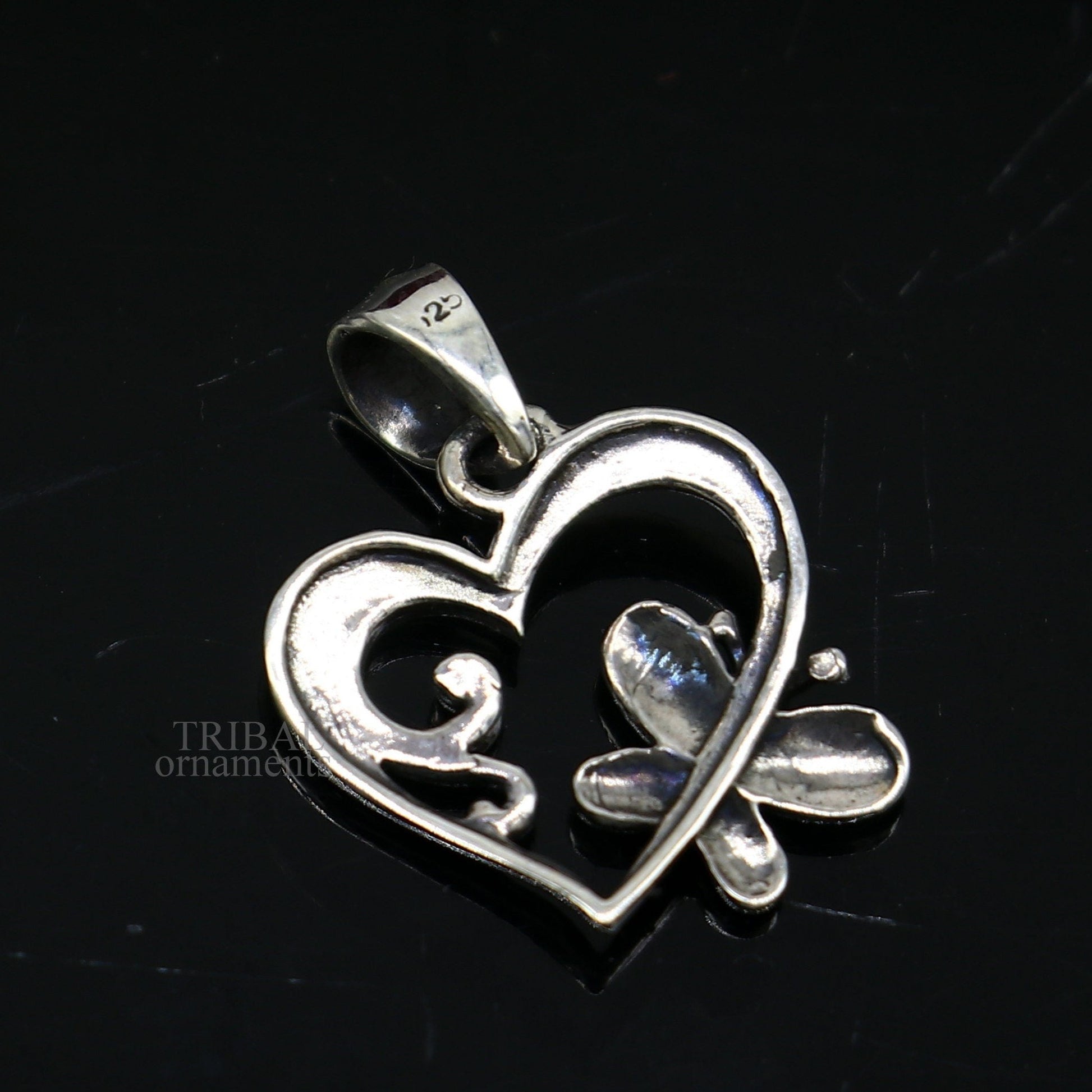 solid 925 sterling silver heart pendant, excellent unique design stylish unisex personalized gift pendant jewelry ssp1690 - TRIBAL ORNAMENTS