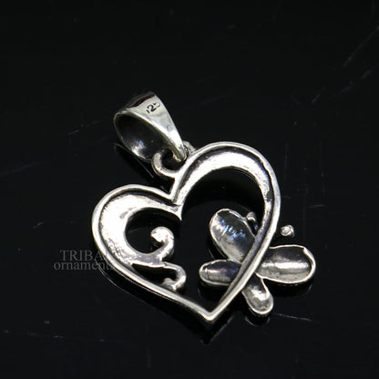 Sterling silver heart pendant by Tribal Ornaments, unisex personalized jewelry with a unique, stylish design.