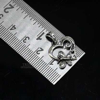 925 sterling silver heart pendant by TRIBAL ORNAMENTS, stylish unisex jewelry with personalized design, perfect as a gift.
