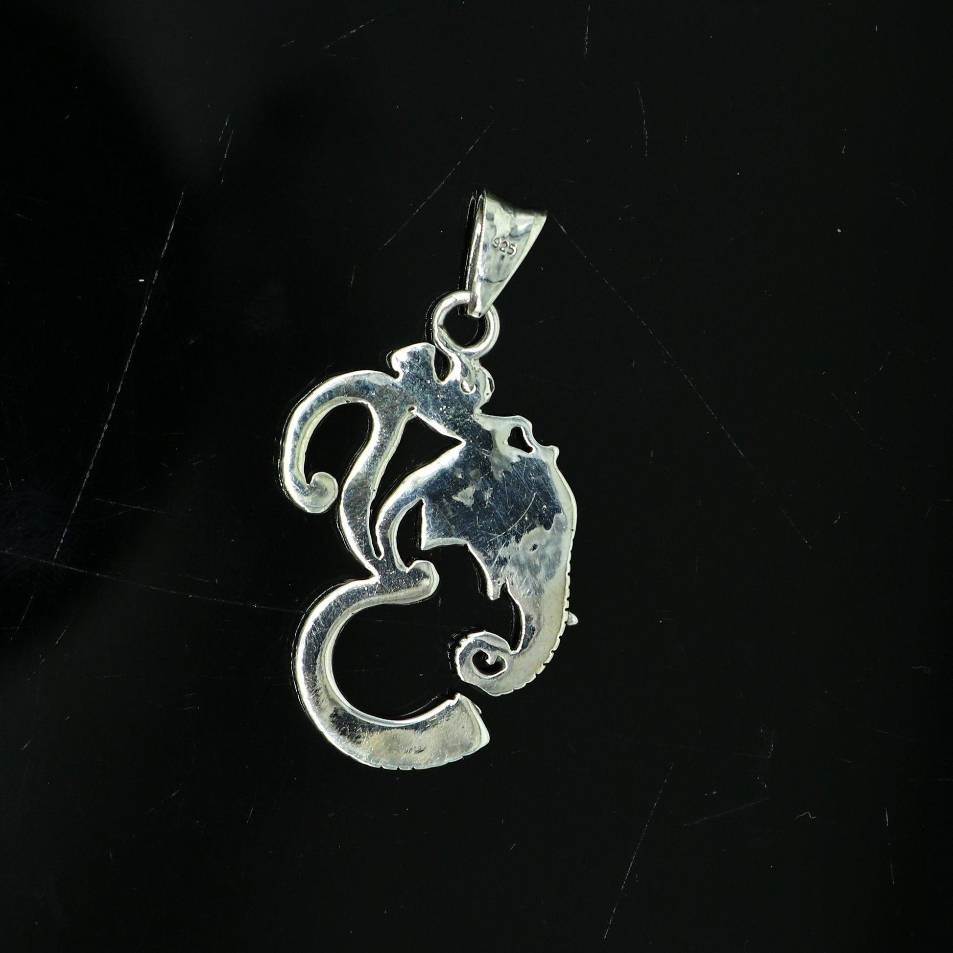 Sterling silver vintage Ganesha pendant with Aum design, handmade unisex jewelry, tribal ornament style, personalized locket.