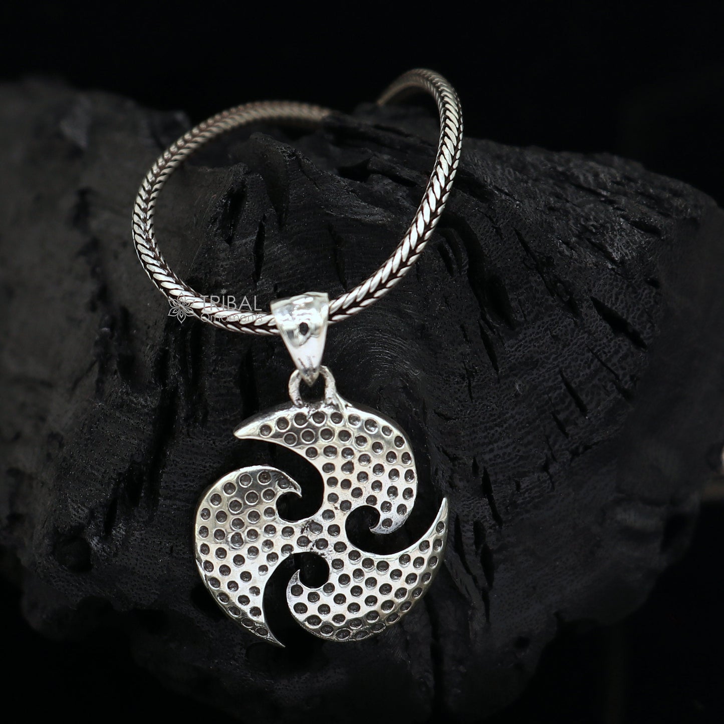 Sterling silver Triskelion pendant with Ninza design, handmade tribal jewelry for boys and girls by TRIBAL ORNAMENTS.