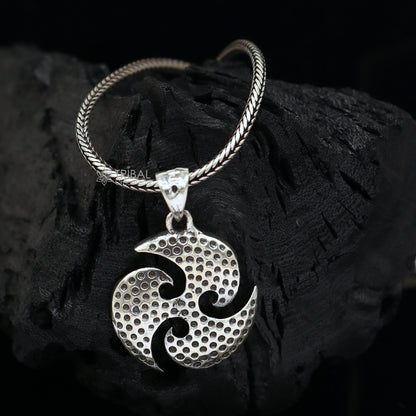 Sterling silver Triskelion pendant with Ninza design, handmade tribal jewelry for boys and girls by TRIBAL ORNAMENTS.