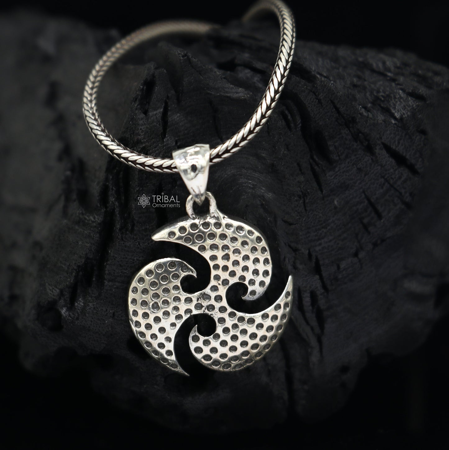 Sterling silver Ninza Triskelion pendant for boys and girls, handmade tribal jewelry, small and stylish silver necklace accessory