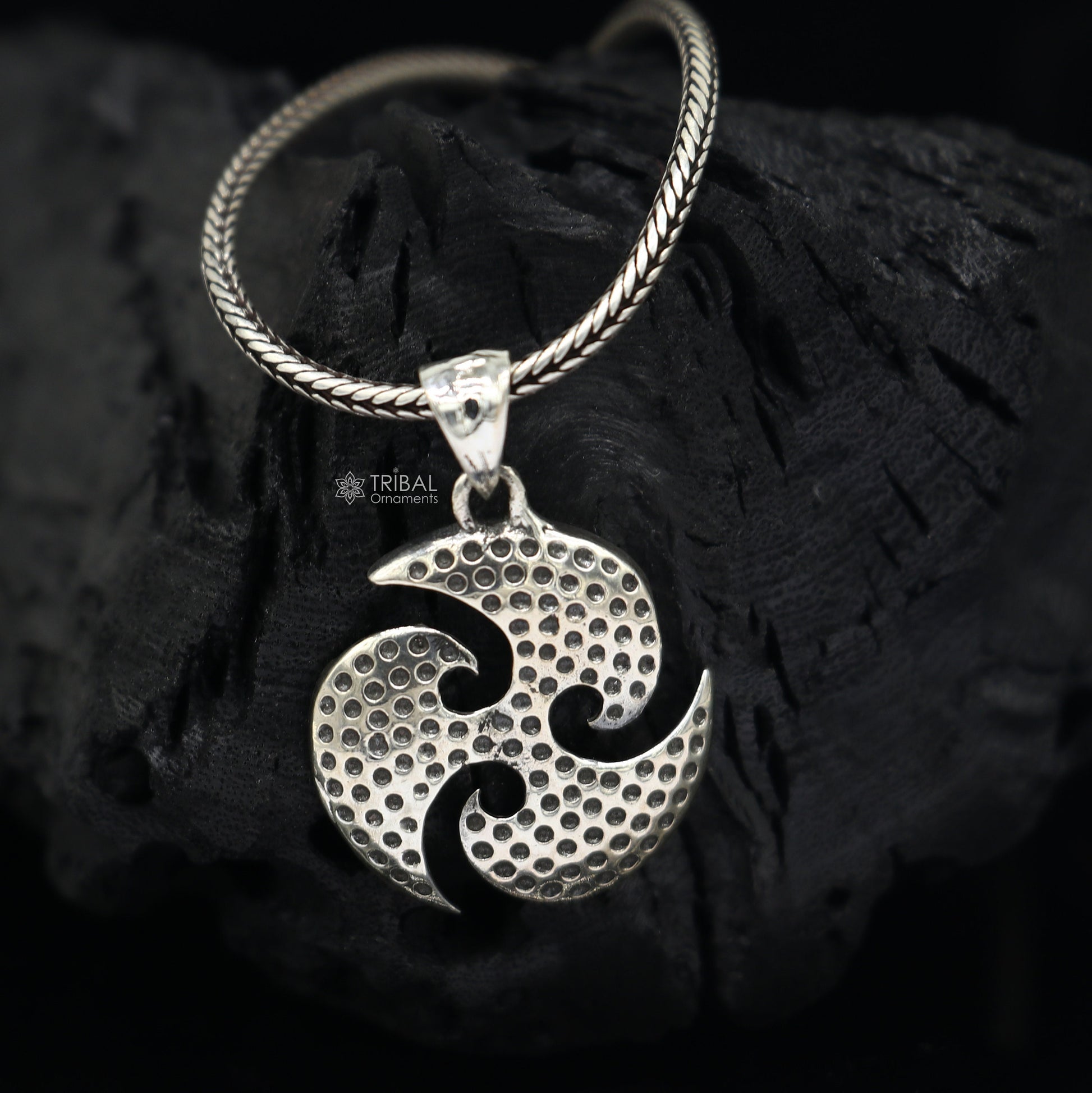 Sterling silver Ninza Triskelion pendant for boys and girls, handmade tribal jewelry, small and stylish silver necklace accessory