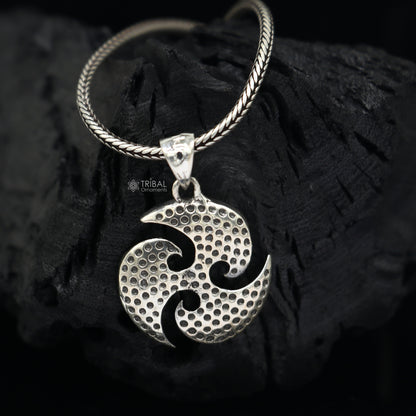 Sterling silver Ninza Triskelion pendant for boys and girls, handmade tribal jewelry, small and stylish silver necklace accessory