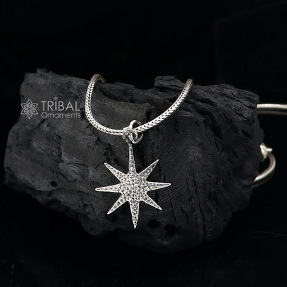 Sterling silver star-shaped pendant for boys and girls by Tribal Ornaments, handmade and stylish jewelry accessory.