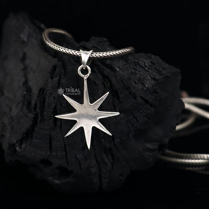 Sterling silver star pendant for boys and girls, handmade by Tribal Ornaments, featuring a stylish, small star design.
