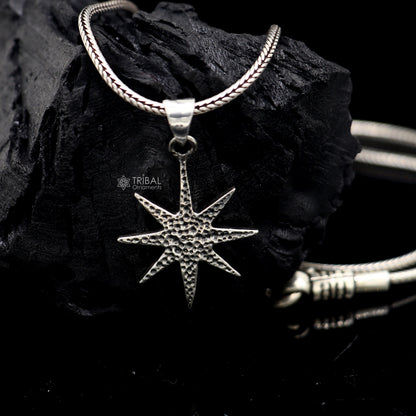 Sterling silver star pendant for boys and girls, handmade by Tribal Ornaments, featuring a stylish and high-quality design.