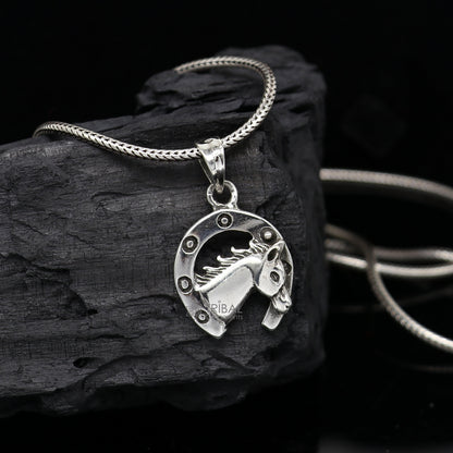 925 sterling silver unicorn pendant featuring a whimsical unicorn design symbolizing magic and purity, by TRIBAL ORNAMENTS.