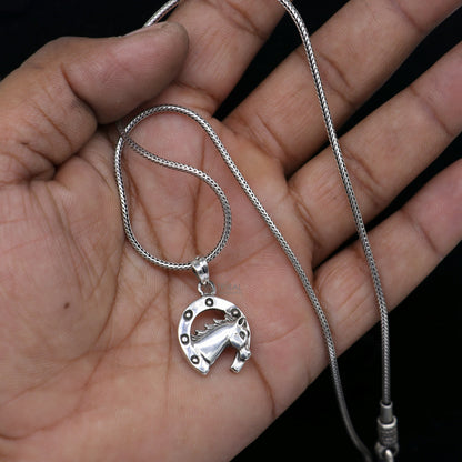 925 sterling silver unicorn pendant by TRIBAL ORNAMENTS, featuring a detailed, small mythical horse design symbolizing magic and purity.