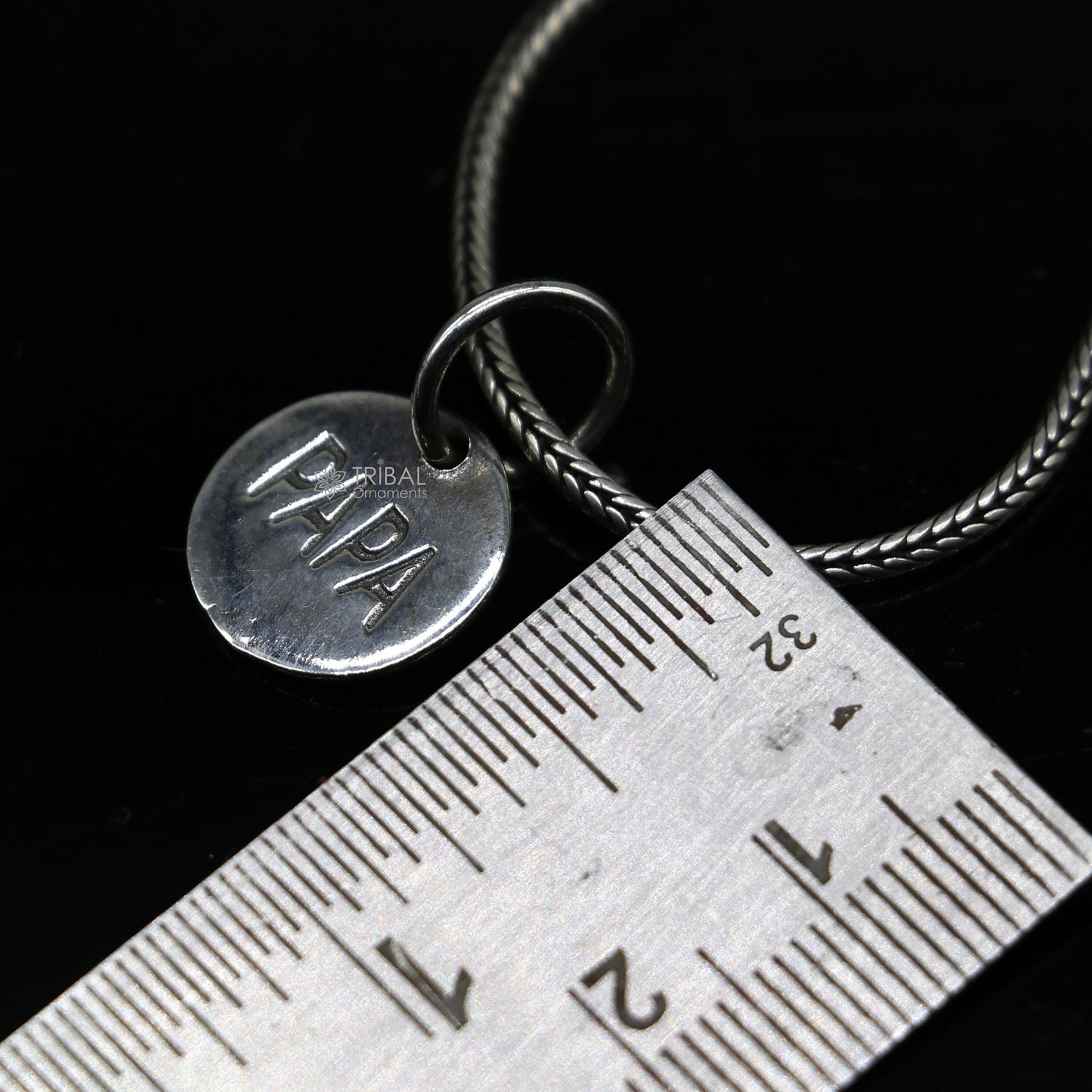 Unique father/PAPA 925 sterling silver small pendant, Wonderful Pendant for father lover unisex gifting round shiny pendants nsp665 - TRIBAL ORNAMENTS