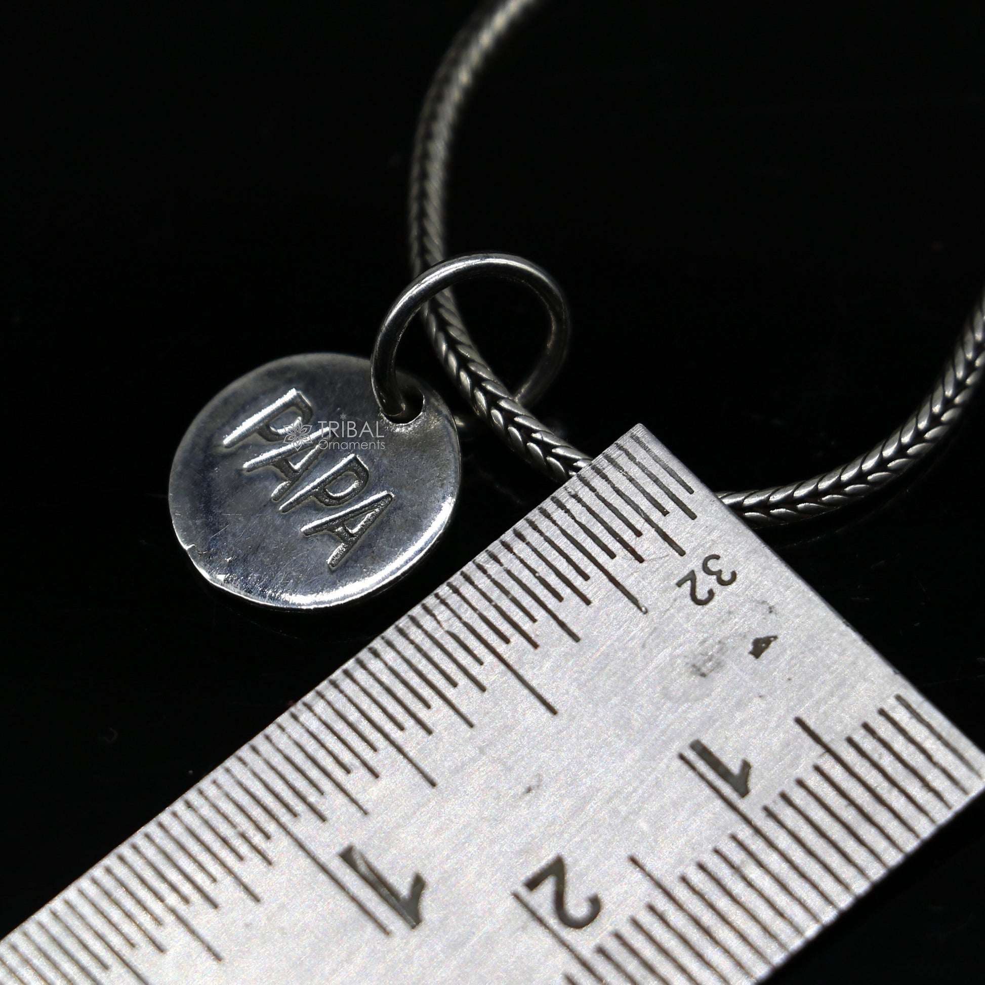 Unique father/PAPA 925 sterling silver small pendant, Wonderful Pendant for father lover unisex gifting round shiny pendants nsp665 - TRIBAL ORNAMENTS