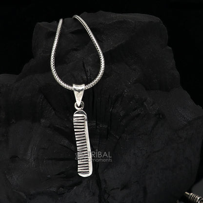 Sterling silver hair comb pendant from Tribal Ornaments, stylish customized jewelry with intricate tribal design.