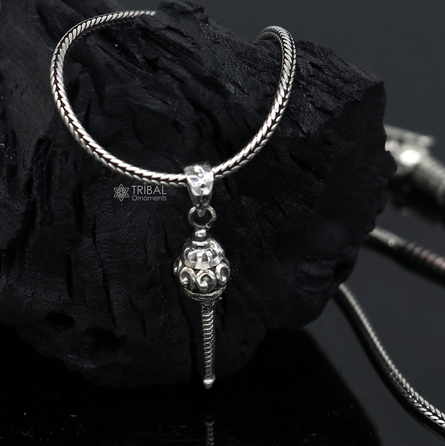 Unique Lord hanuman mace/gada 925 sterling silver small pendant, Wonderful Pendant for unisex gifting  necklace nsp666 - TRIBAL ORNAMENTS