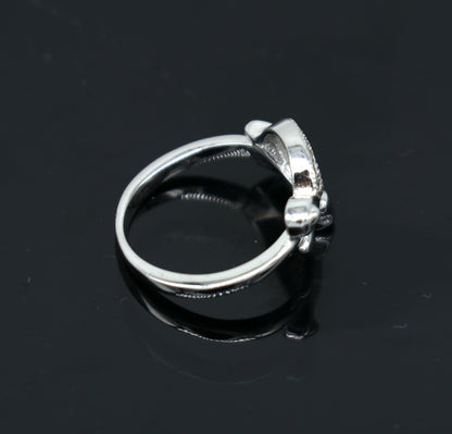 Elegant 925 sterling silver tortoise ring with AD stone, unisex stylish design, perfect for daily wear or gifting.