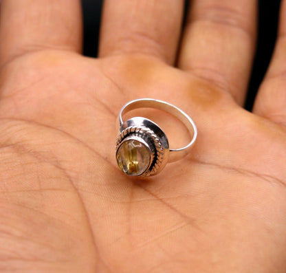 925 sterling silver jadau stone unisex ring with intricate design from TRIBAL ORNAMENTS, showcasing detailed craftsmanship.