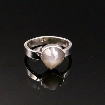 Sterling silver Indian style ring with colorful stone detailing, handmade jewelry by TRIBAL ORNAMENTS.