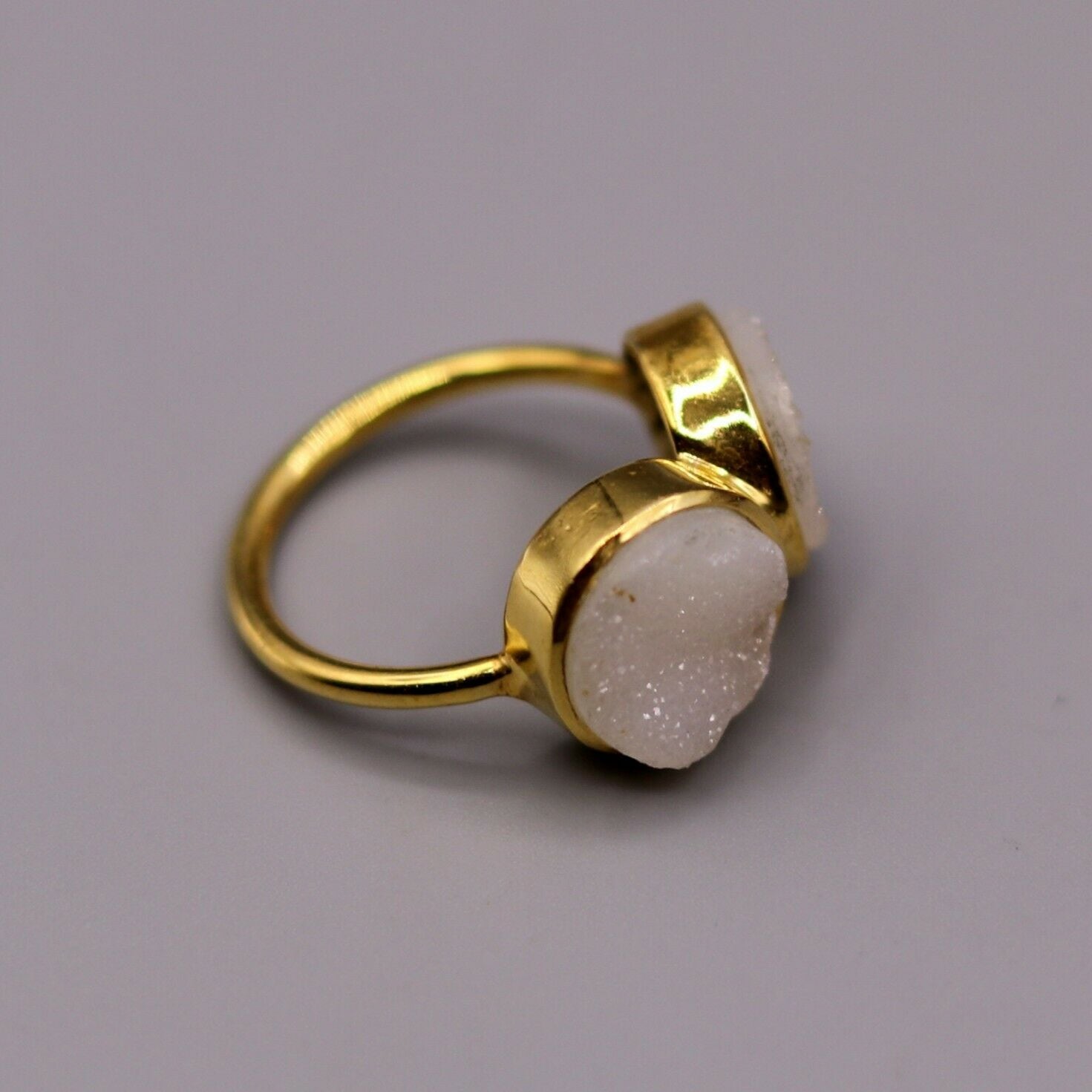 925 STERLING SILVER HANDMADE WEDDING ANNIVERSARY DOUBLE STONE RING BAND sr103 - TRIBAL ORNAMENTS