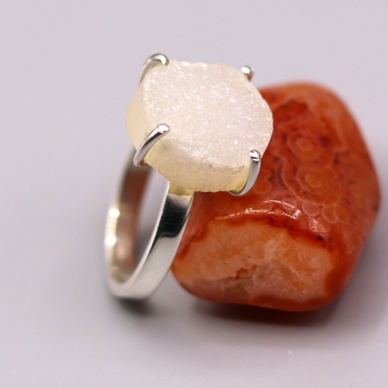 925 SILVER HANDMADE GIFTING WEDDING UNCUT TWO STONE RING BAND UNISEX sr105 - TRIBAL ORNAMENTS