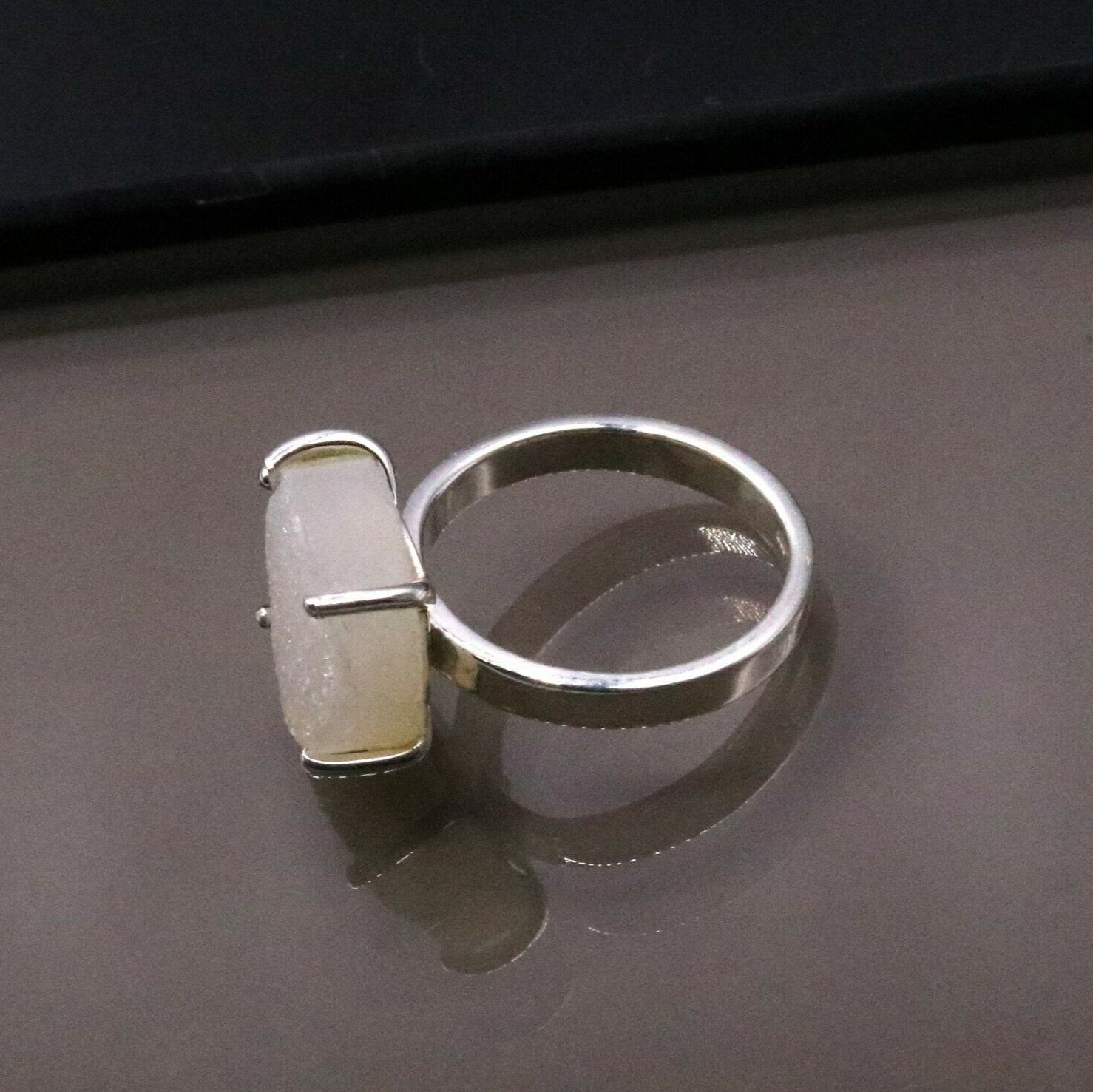 925 SILVER HANDMADE GIFTING WEDDING UNCUT TWO STONE RING BAND UNISEX sr105 - TRIBAL ORNAMENTS