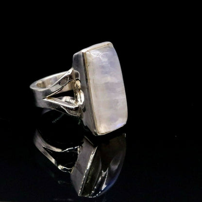 925 silver wedding rainbow moonstone ring by Tribal Ornaments featuring a band design for anniversary or special gift occasions.