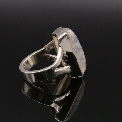 925 silver anniversary wedding rainbow moonstone ring by Tribal Ornaments, featuring a band design with vibrant rainbow moonstone.