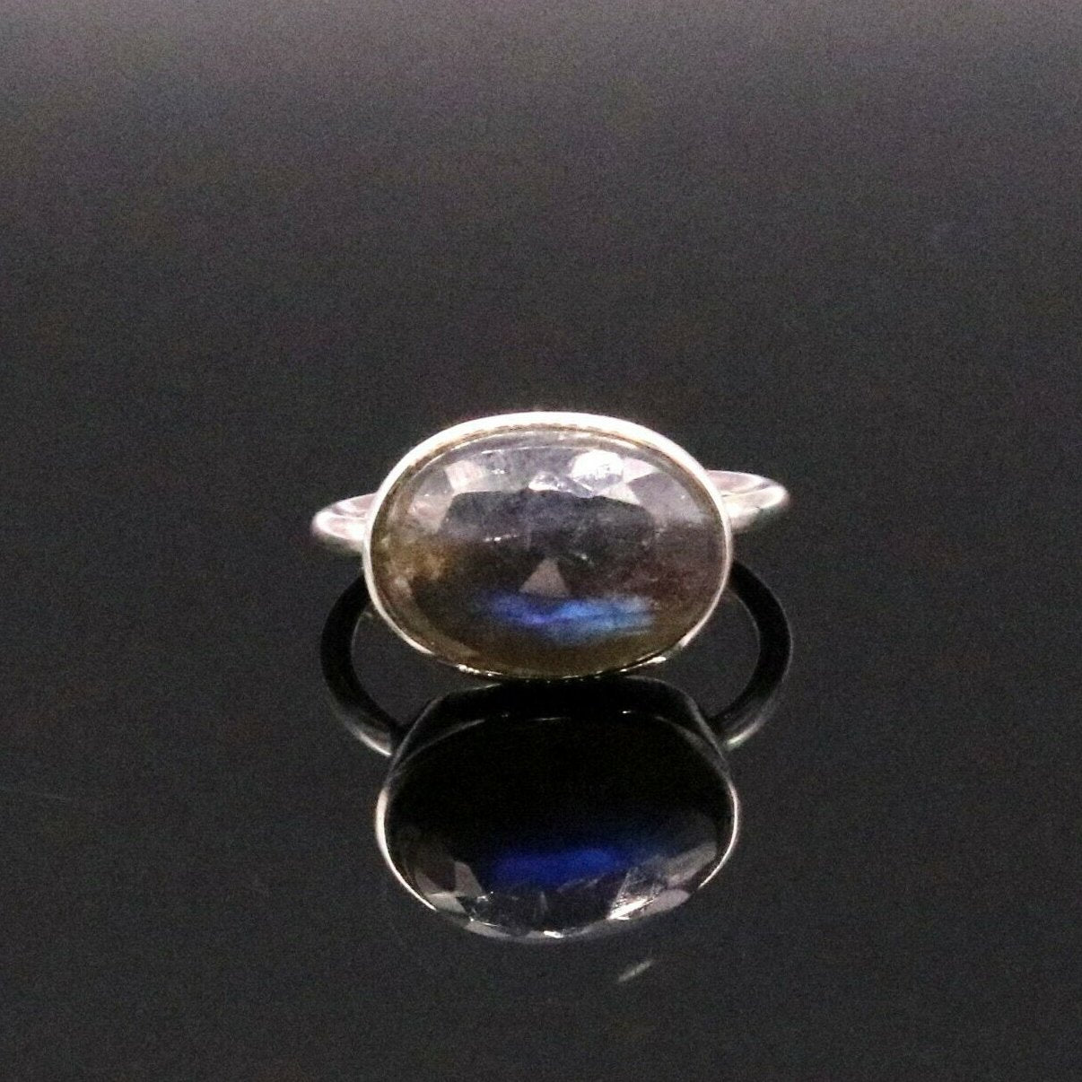 AWESOME BLUE FIRE LABRADORITE STONE 925 SOLID SILVER RING UNISEX BAND GIFT sr153 - TRIBAL ORNAMENTS