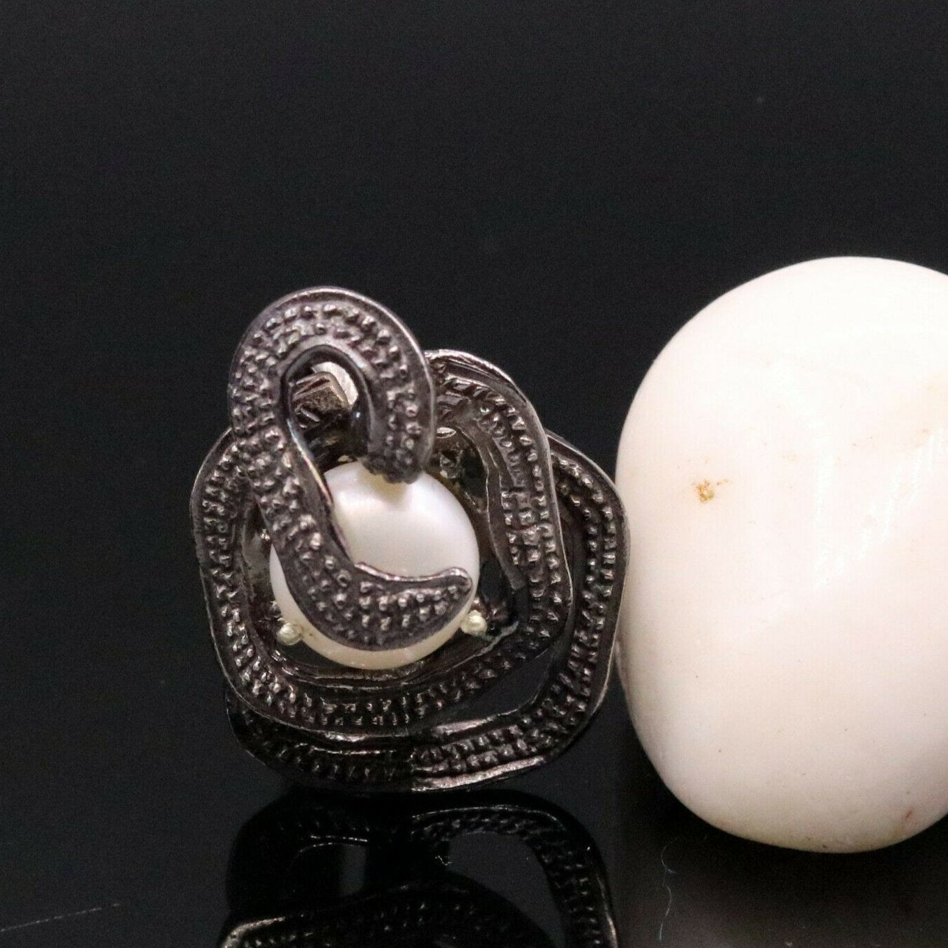 AWESOME VINTAGE ANTIQUE STYLE 925 STERLING SILVER GIFTING PEARL RING BAND sr134 - TRIBAL ORNAMENTS