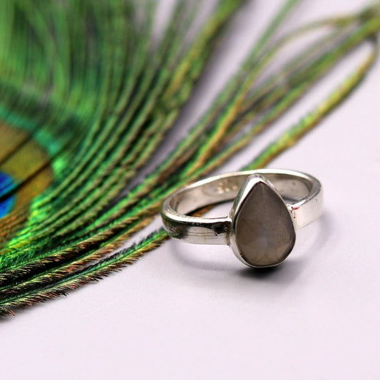 CLASSIC HANDMADE SOLID 925 SILVER INDIAN STYLISH STONE RING BAND JEWELRY sr157 - TRIBAL ORNAMENTS