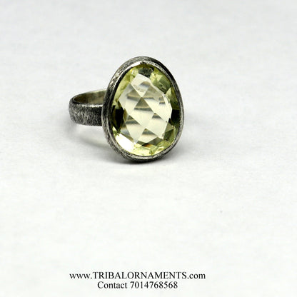 Unisex Labradorite silver ring with antique design and tribal ornament details, crafted in 925 solid silver.