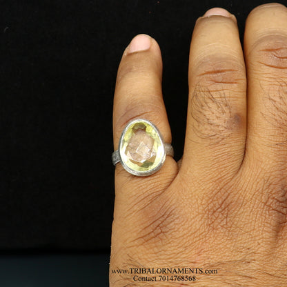 Fabulous labradorite unisex ring with 925 solid silver antique design, tribal ornaments style, perfect as a gift.