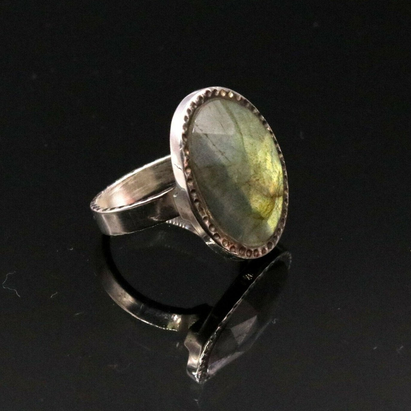 FABULOUS LABRADORITE 925 SOLID SILVER UNISEX ANTIQUE DESIGN RING BAND GIFT sr92 - TRIBAL ORNAMENTS