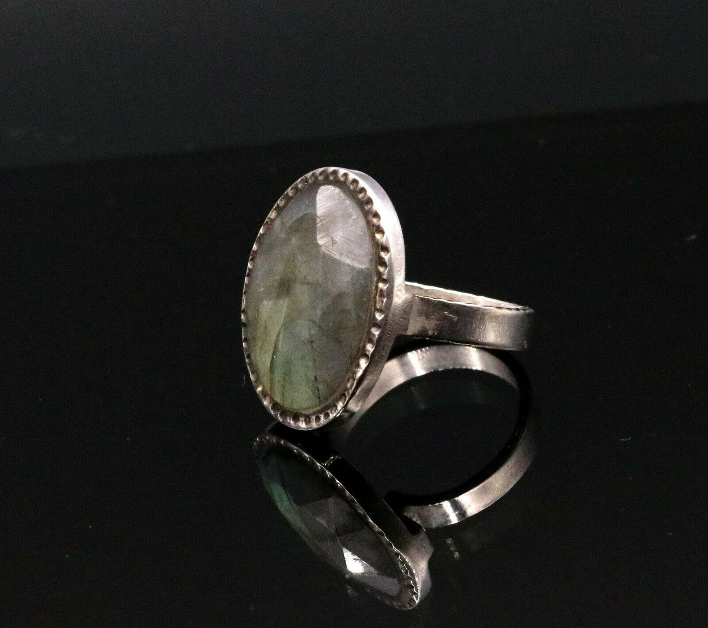 FABULOUS LABRADORITE 925 SOLID SILVER UNISEX ANTIQUE DESIGN RING BAND GIFT sr92 - TRIBAL ORNAMENTS