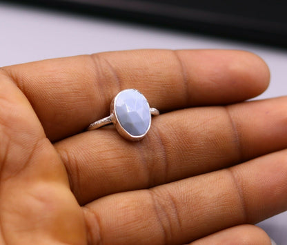 Handmade stone silver unisex ring by Tribal Ornaments, crafted from 925 solid silver for anniversary gifting.