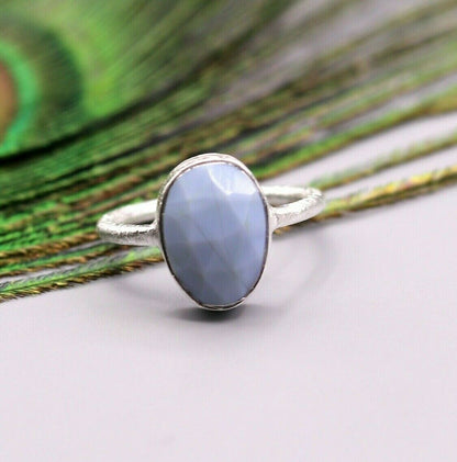 Handmade 925 solid silver unisex ring with a vibrant stone, perfect for anniversary gifting by Tribal Ornaments.