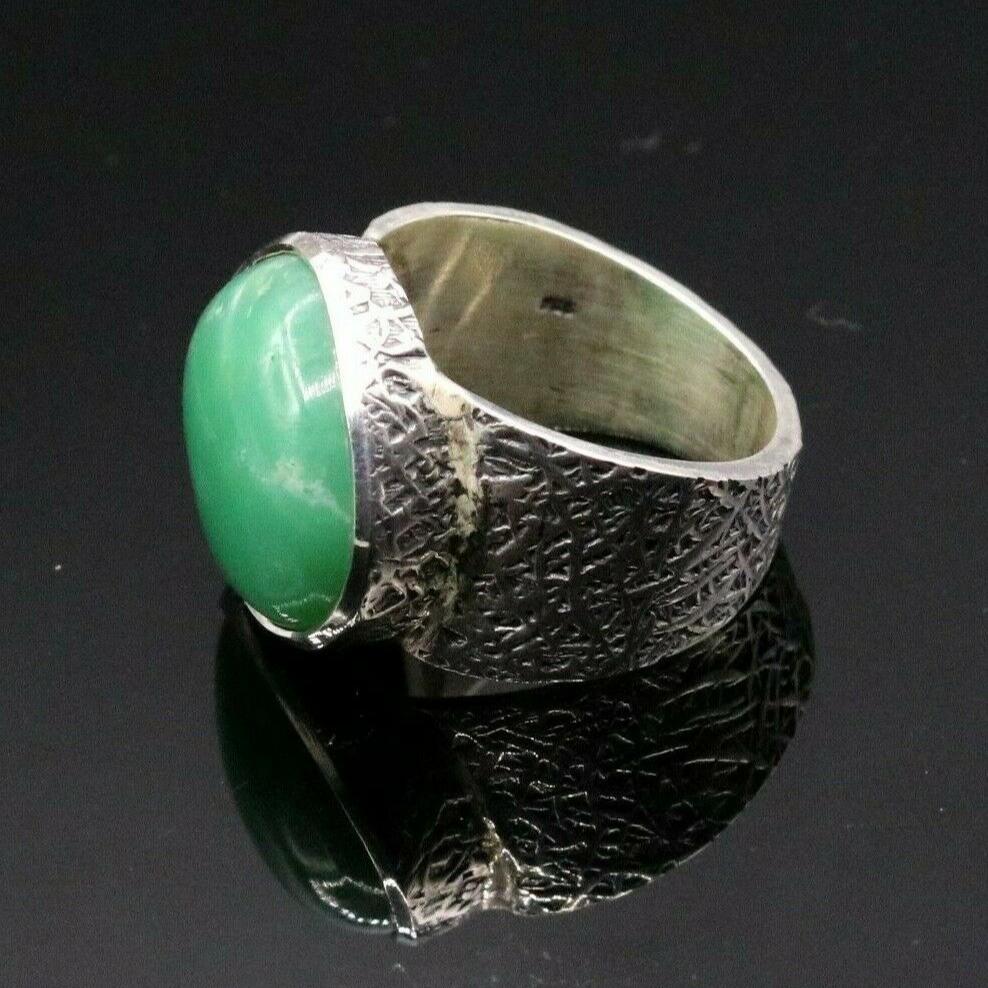 GREEN ONYX STONE CLASSIC 925 SOLID SILVER UNISEX RING BAND INDIA JEWELRY sr89 - TRIBAL ORNAMENTS