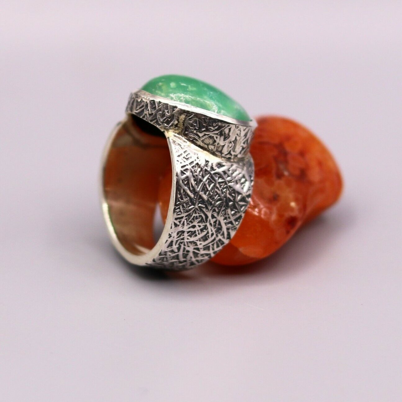 GREEN ONYX STONE CLASSIC 925 SOLID SILVER UNISEX RING BAND INDIA JEWELRY sr89 - TRIBAL ORNAMENTS