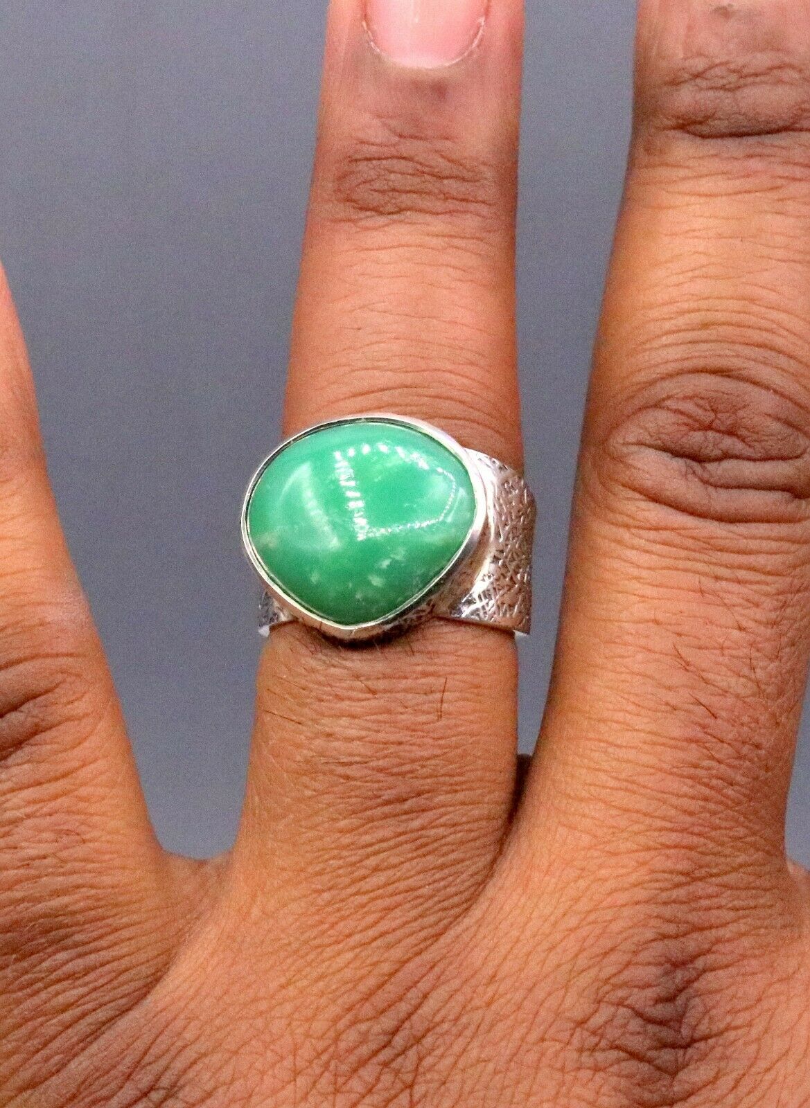 GREEN ONYX STONE CLASSIC 925 SOLID SILVER UNISEX RING BAND INDIA JEWELRY sr89 - TRIBAL ORNAMENTS