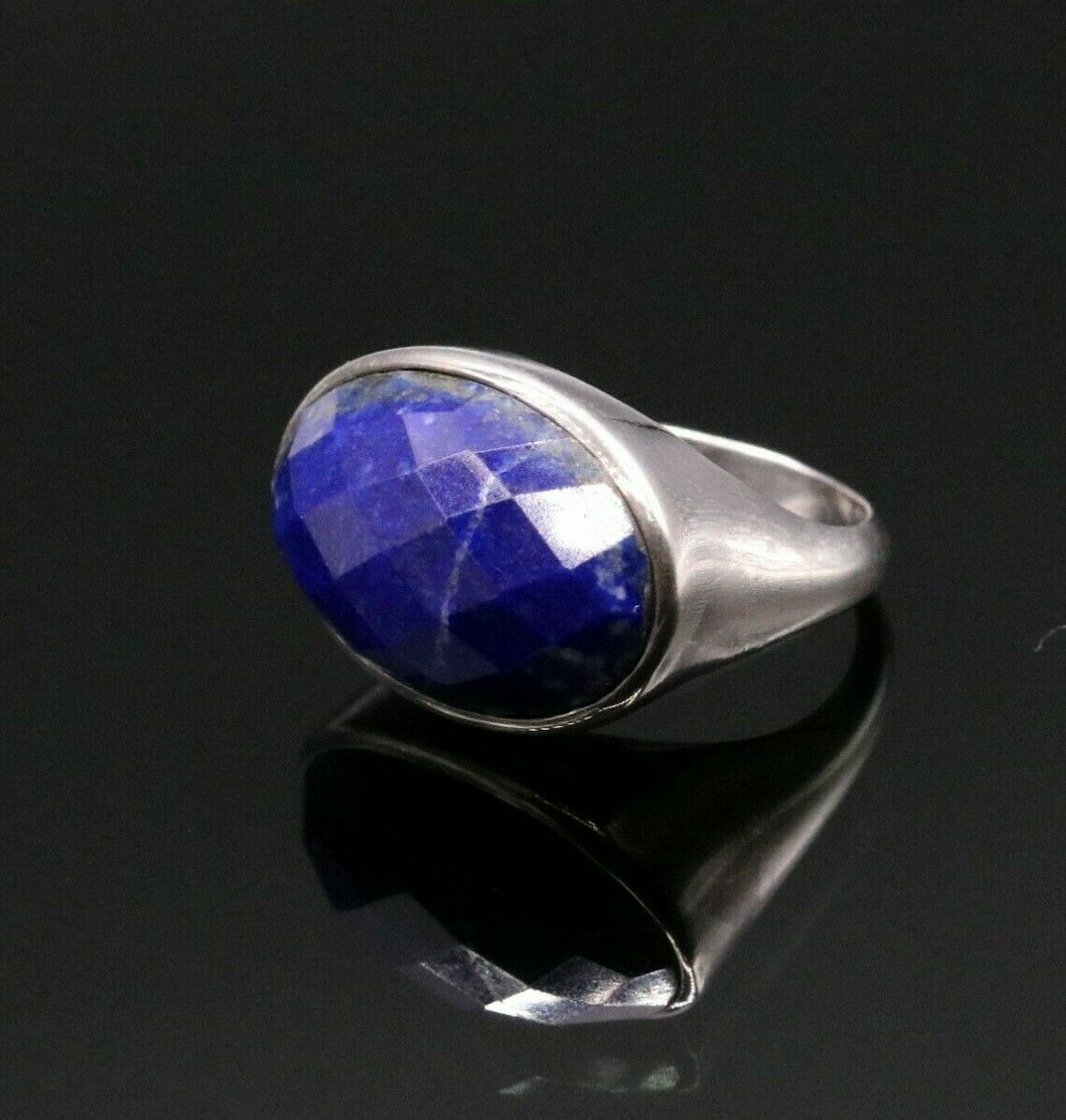 SIMULATED SAPPHIRE STONE 925 SOLID SILVER UNISEX RING BAND INDIA JEWELRY sr88 - TRIBAL ORNAMENTS