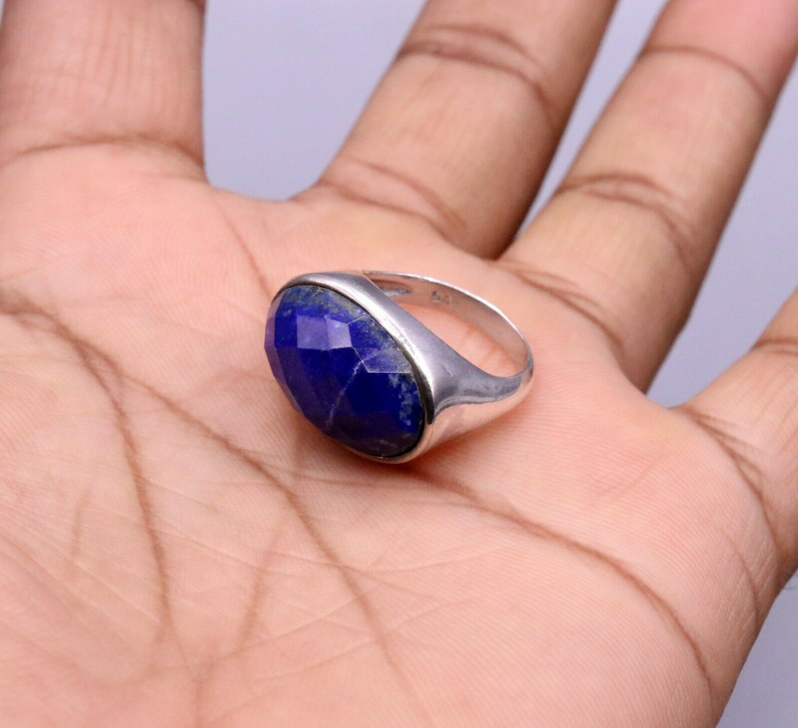 SIMULATED SAPPHIRE STONE 925 SOLID SILVER UNISEX RING BAND INDIA JEWELRY sr88 - TRIBAL ORNAMENTS